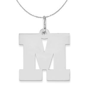 Silver Amanda Collection Medium Block Style Initial M Necklace - 20 In